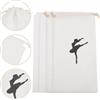 White Ballet Shoe Organizer Bag Drawstring Storage for Dance Shoes