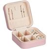 Relaxdays Valigetta Portagioie, Cofanetto Porta Gioielli da Viaggio, Organizer Anelli, Collane, 5 x 10 x 10 cm, Rosa