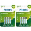 Philips 8x Philips Batterie Ricaricabili AAA NiMH 700mAh 1.2V HR03 2 Carte