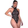 do you erotic Body Sexy Donna Nero Trasparente con Strass Halter Schiena Scoperta Taglia Unica