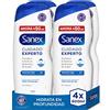Sanex Cura esperta protettiva gel doccia, confezione da 4 x 600 ml, formula con prebiotico naturale, rafforza la barriera protettiva della pelle, 12 ore idratazione, 0% solfati, per tutti i tipi di