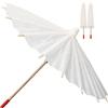 3Pcs White Oil Paper Umbrella DIY Decor with Wood Frame for Wedding and Party