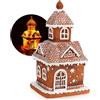 ® Casetta LED Pan di Zenzero 13,5 x 25 cm | Decorazione natalizia luminosa con t
