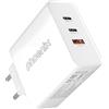 Caricatore rapido da parete GaN per laptop, tablet e cellulare 65W 2X-USB-C 1X-U