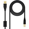 NANOCABLE Cavo USB per stampante con connettori dorati e ferriti 2.0-A-B 3 M
