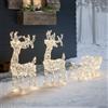 Renne e Slitta Luminose In Acrilico con 240 LED Bianco Caldo con Timer Decorazio