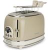 Ariete Tostapane Vintage 2 Fette 155, Tostiera con 6 Livelli di Tostatura, Espulsione Automatica, Funzione Defrost, Vassoio Raccoglibriciole Estraibile, Corpo in Acciaio Inox, 810W, Beige
