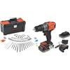 BLACK&DECKER Trapano Avvitatore a Percussione BCD383D2TA Qw 18 V 2 Batterie 2 Ah +120