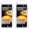 Duracell 12x DURACELL Activair 312 PR41 DA312 Apparecchi Acustici Batterie Marrone Scheda