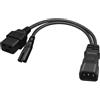 Eurowagens C14 A C7 E C19 Y Splitter Cavo di Alimentazione IEC 320 Maschio Femmina 32cm 1ft