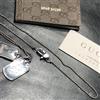 GUCCI Orso Dog Tag Collana Pendente Catena Sfera Placca Argento Gioielli...