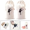 Plush Ballet Dance Bag White Drawstring for Pointe Shoe Storage