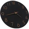 Modern Black Wall Clock Silent Non Ticking Wooden Frame for Living Room