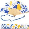 Fisura - Ventaglio originale con stampa floreale blu e gialla. Ventaglio moderno