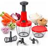 Meridiana Store Meridiana CHEF ROTOR Mixer tritatutto Tritaverdure (Rosso) Trita Verdure 5 Lame