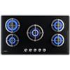PremierTech Piano Cottura Gas 5 Fuochi 90cm Vetro Nero da Incasso PC5G90V