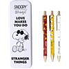 Mr. Wonderful Set Scrittura con Astuccio Metallico Snoopy | Set Snoopy con astuccio metallico, due penne in metallo con inchiostro nero e blu e matita meccanica da 0,5 mm.