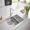 GROHE K700 Lavello da cucina in acciaio inox, 1,5 vasche 595x450 mm con rubinetto da cucina con doccetta estraibile GROHE Essence Supersteel, dimensioni 348 mm, attacchi da 3/8 pollici