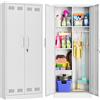 Armadio Portascope in Metallo 70x30x168 cm con Serratura e Ripiani Bianco