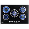 PremierTech Piano Cottura Gas 5 Fuochi 75cm Vetro Nero da Incasso PC5G75V
