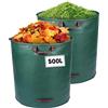 2 Sacchi per Rifiuti Da Giardino, 500 L, Grande, Verde