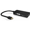 Icy Box IB-AC1031 - Adattatore 3 in 1 per HDMI (4K Ultra HD), DVI-D o VGA (Full