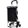 VOUNOT® Carrello Spesa Pieghevole in Alluminio, Carrello Portaspesa 6 Ruote