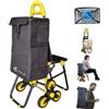 VOUNOT® Carrello Spesa Pieghevole con 3 Ruote e Seduta, Carrello Portaspesa 40 L