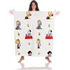 Kanguru - Coperta pile indossabile Snoopy, felpa hoodie , soffice plaid copre fronte e retro, permette di camminare ed usare le braccia, 80x90 cm, poncho, Felpona bambina xxl oversize, regali natale