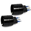 LEOFLA Coppia di Adattatori Schuko 10A con Spina Italiana, 1500W, Nero