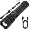 FORA Torcia LED Tattica Ricaricabile 1000 Lumen - Zoom, 5 Modi | Corpo in alluminio resistente, batteria 1200 mAh via USB-C. Fascio regolabile e laccio. Ideale campeggio, auto, emergenze.