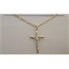 Oro COLLANA Collier Con CROCEFISSO ORO GIALLO BIANCO 18 Karati 750% Unisex Bicolore