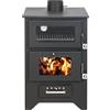 - - Stufa a legna con forno MG450 Nera potenza 14,8 kw L50,5xP58,5xH TUBI 150mm