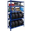 Relaxdays scaffale Porta Pneumatici 8, HxLxP 210 x 110 x 40 cm, 750 kg, Blu | Acciaio, sistema a incastro