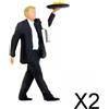 2X 1:64 Figure Waiter Manger Scene Layout Diorama Toy Manager Black