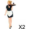 2X 1:64 Figure Waiter Manger Scene Layout Diorama Toy Waitress Black