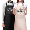 Caenagrion Genrics - Set di grembiuli da cucina con scritta The Boss The Real Boss, regolabile, per lui e per lei, fidanzamento, anniversario, matrimonio, San Valentino, addio al nubilato