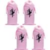 4Pcs Durable Pink Satin Drawstring Dance Shoe Bags Soft Ballet Storage Bags