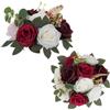 BLOSMON Fiori Finti Centrotavola Matrimonio: 2 Pezzi Bordeaux Rose Palline Fiori Artificiali per Decorazioni Festa in Casa Flowers Finte Realistici per Addobbi Centro Tavola Moderno per Soggiorno