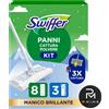 Swiffer Scopa catturapolvere Swiffer 3D starter kit, testa 360°, 8 panni secco, 3 umidi