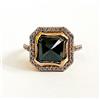 8 KT Nero Anello Diamante Taglio Asscher IN Finitura Oro Rosa AAA Certificato Un