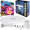Berdsen DVBT2 Antenna con amplificatore 28 dB - Antenna da camera TV - Cavo da 10 m - 80 km LTE Filtro DVB-T DVB-T2 - Bianco