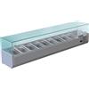 FORCAR Vetrina Refrigerata Ingredienti Pizzeria in Acciaio Inox 304 - Profondità Cm 33 - N° 9 vaschette GN1/4
