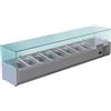 FORCAR Vetrina Refrigerata Ingredienti Pizzeria in Acciaio Inox 304 - Profondità Cm 39,5 - N° Vaschette 8 GN1/3