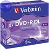 VERBATIM DVD+R DL 8.5GB 8x Jewel 5pz VERBATIM Azo - 43541