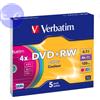 VERBATIM DVD+RW 4.7GB 4x Slim 5pz VERBATIM ColorMix SERL ReWritable - 43297