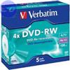 VERBATIM DVD-RW 4.7GB 4x Jewel 5pz VERBATIM SERL ReWritable - 43285