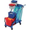FORCAR Carrello Multiuso per Pulizia - Strizzatore a Libro e Portasacco - Secchio Lt 28