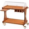 Forcar Carrello di servizio in legno Modello CL2255 due piani Cupola in plexiglas semicircolare con coperchi rientranti Dim. cm L.86 P.55 H.110