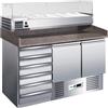 FORCAR Banco Pizza Statico S903PZ in Acciaio Inox AISI 304 - 3 Porte + Cassettiera - Capacità Lt 257